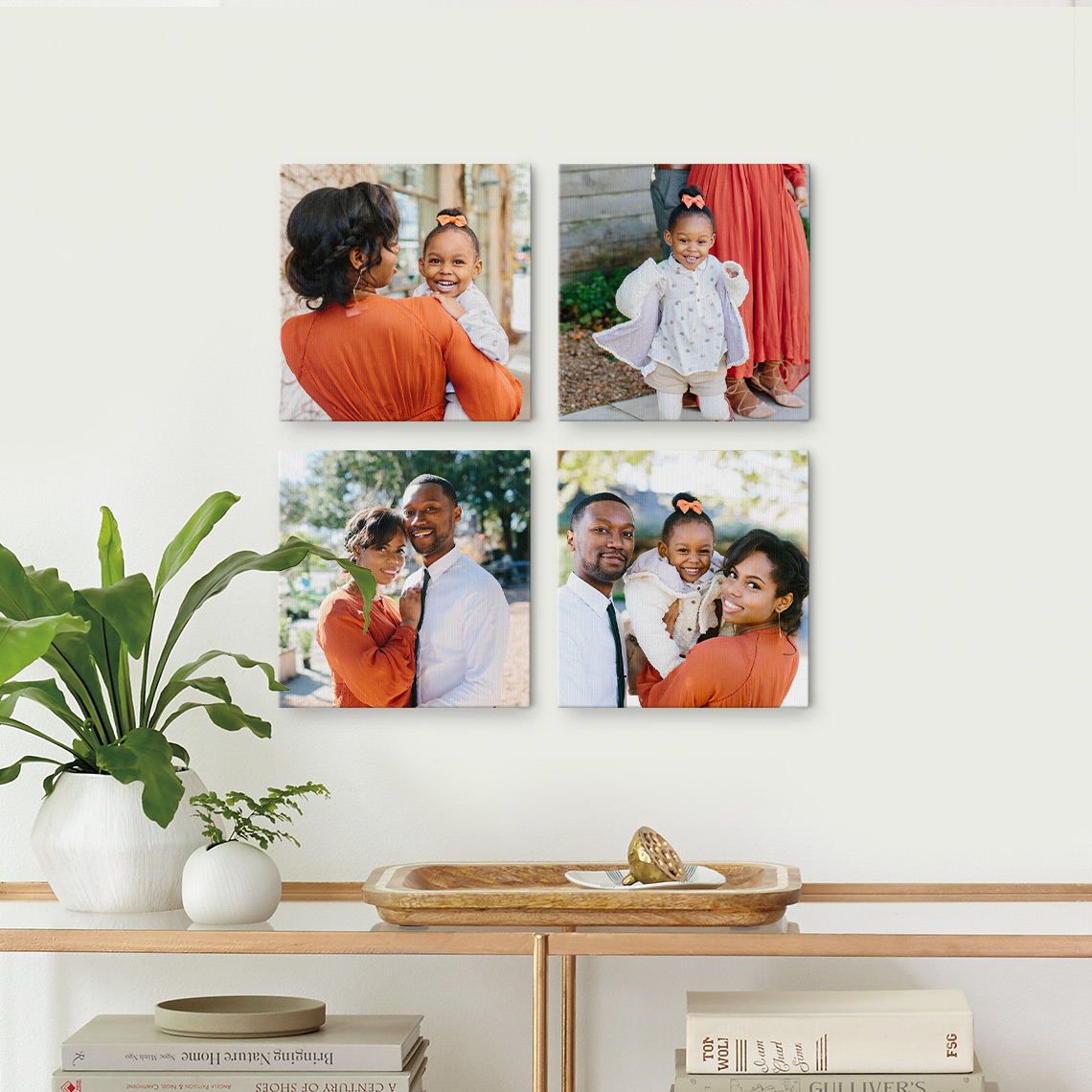 An image of Personalised Set Of 4 8" x 8" Slim Canvas Photo Prints | By Truprint